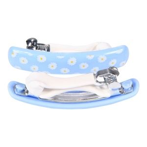 Loctia Lined Blue with Daisies Hair Clip Barrettes